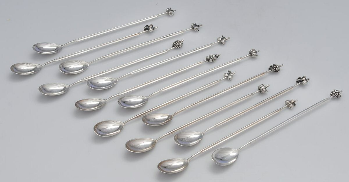 Sterling Flatware Iced Tea Spoon - Set of 13 by Unknown Mfg Silver-1