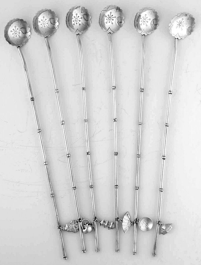 Sterling Flatware Tea Sipper - Set of 6 with Case by Unknown Mfg Silver-1