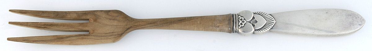 Sterling Flatware Salad Serving Fork Wooden Prongs by Unknown Mfg Silver-1