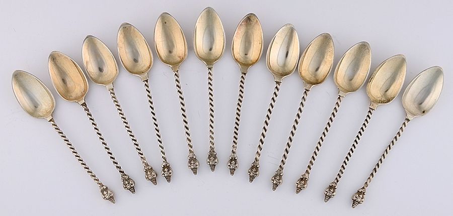 Sterling Flatware (Set of 12) Demitasse Spoon by Unknown Mfg Silver-1