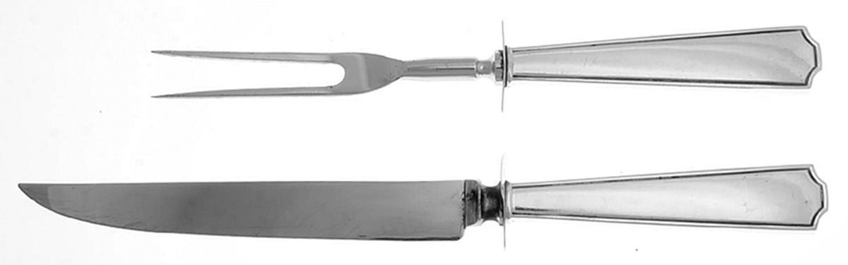 Sterling Flatware Small Steak 2-Piece Carving Set w/Stainless Blade by Unknown Mfg Silver-1