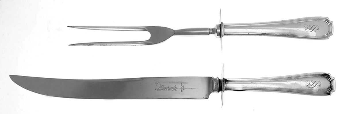 Sterling Flatware Large 2-Piece Roast Carving Set with Stainless Blade by Unknown Mfg Silver-1
