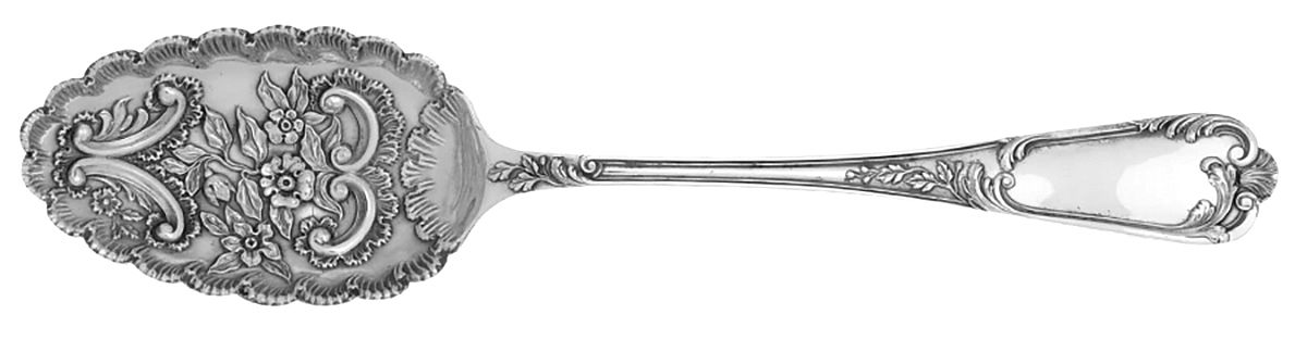 Silverplate Flatware Solid Berry/Casserole Spoon w/ Raised Bowl by Unknown Mfg Silver-1
