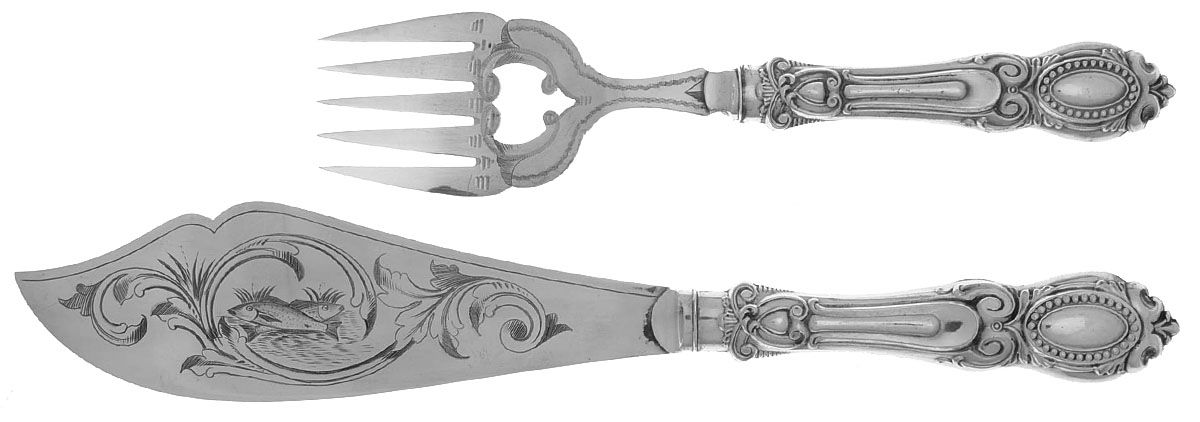Silverplate Flatware Fish Serving Set Hollow Handle Large 2 Piece by Unknown Mfg Silver-1