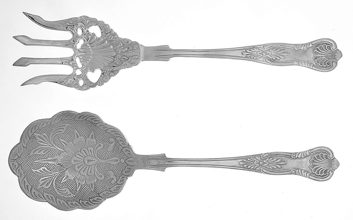 Silverplate Flatware Large Solid Serving Set by Unknown Mfg Silver-1