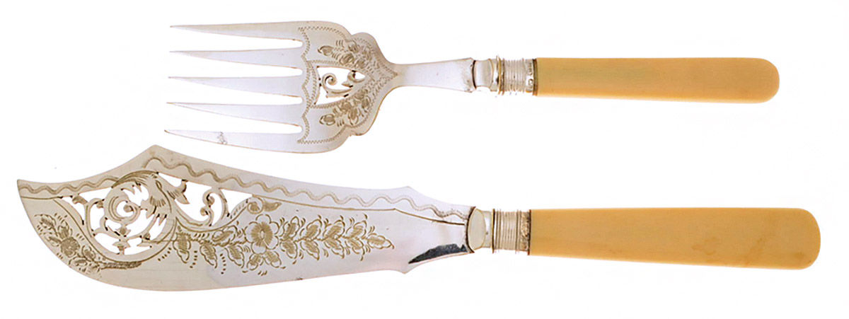 Silverplate Flatware Hollow Handle Fish Serving Set, Silverplate Blade by Unknown Mfg Silver-1
