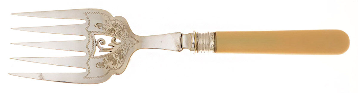 Silverplate Flatware Hollow Handle Fish Serving Fork, Silverplate Tines by Unknown Mfg Silver-1