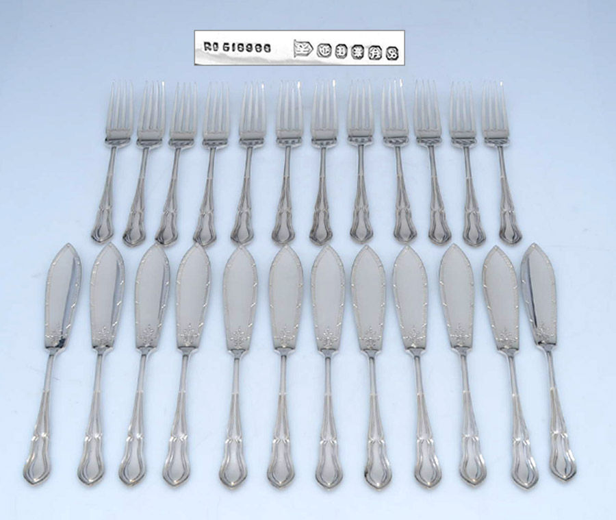 Silverplate Flatware (24 Pc) Fish Set (12 Individual Forks and Knives) by Unknown Mfg Silver-1