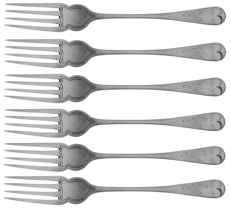 Silverplate Flatware Individual Solid Fish Fork - Set of 6 by Unknown Mfg Silver-1