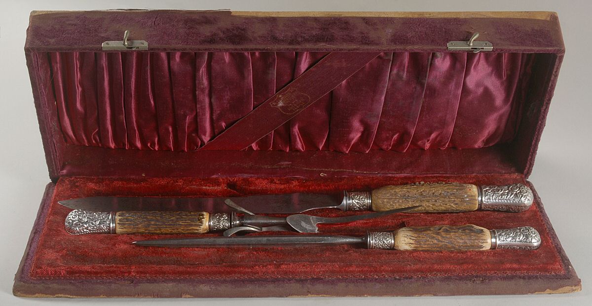 Silverplate Flatware Large 3-Piece Roast Carving Set w/ Stainless Blade by Unknown Mfg Silver-1