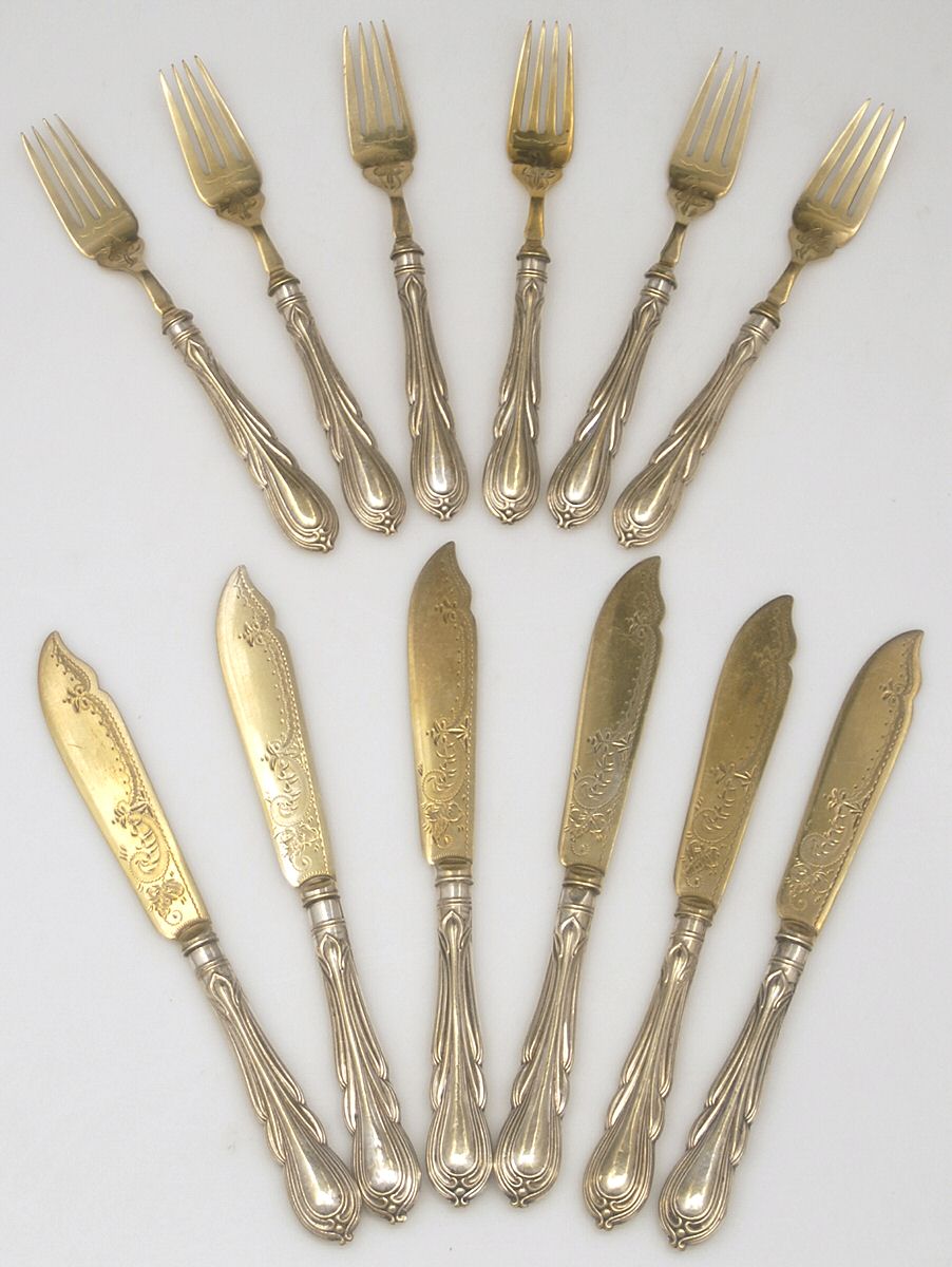 Silverplate Flatware (6 Sets) 2 Piece Individual Fish Set by Unknown Mfg Silver-1