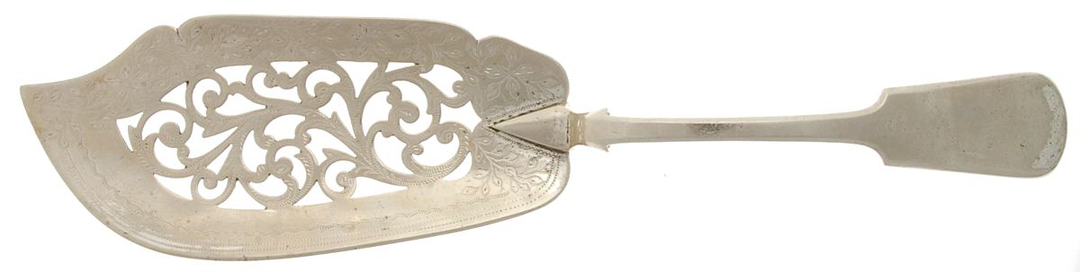 Silverplate Flatware Large Solid Pierced Fish Knife by Unknown Mfg Silver-1