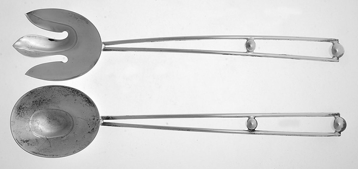 Silverplate Flatware Solid Oversized Serving Salad Set by Unknown Mfg Silver-1