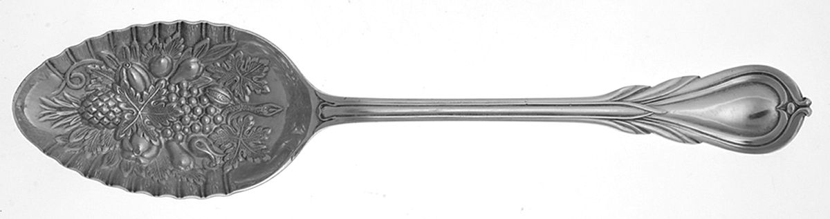 Silverplate Flatware Solid Berry/Casserole Spoon w/ Raised Bowl by Unknown Mfg Silver-1