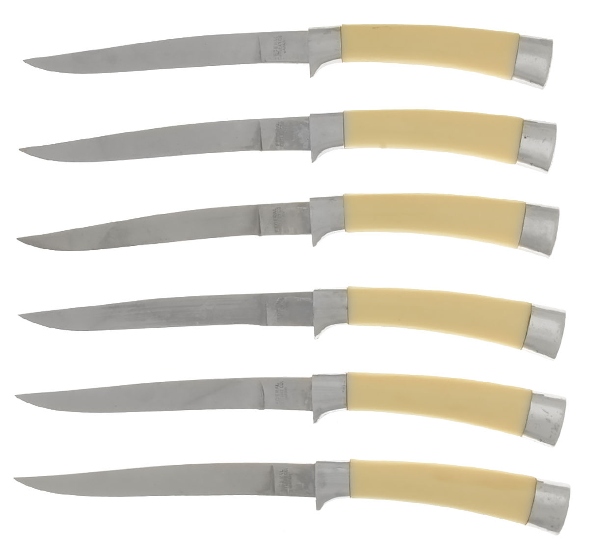 Stainless Flatware (Set of 6) Individual Steak Knives & Case by Unknown Mfg Silver-1