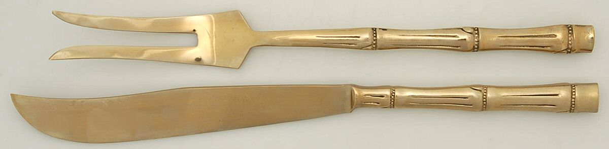 UNF566 (Gold Electroplate) (2 Pc) Solid Salad Set by Unknown Mfg Silver-1