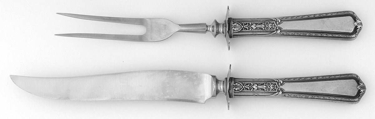 UNF567 (Sterling) 2 Piece Small Carving Set W/ Sterling Guard by Unknown Mfg Silver-1