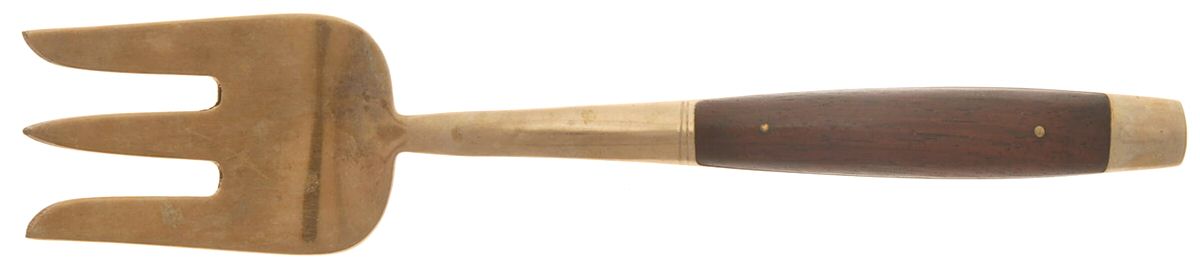 Imperial Rose (Brassware) Medium Solid Cold Meat Serving Fork by Unknown Mfg Silver-1