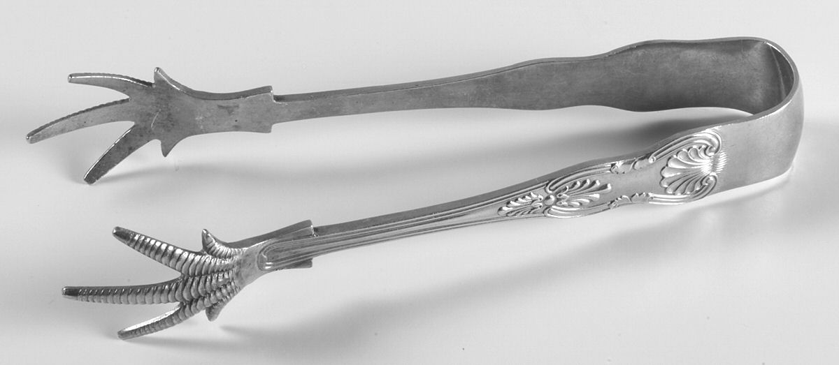 Kings (Silverplate) Large Ice Serving Tongs with Claw Tips by S.G. Silverplate (England)-1