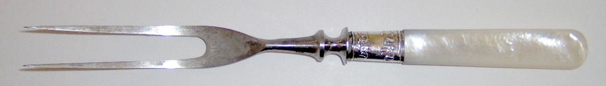 Pearl Handled Flatware (Sterling) Small Steak Carving Fork with Stainless Prongs by Universal-1