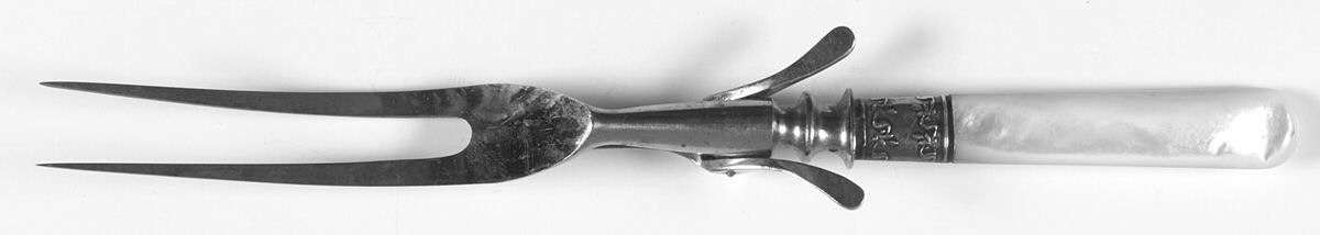 Pearl Handled Flatware (Sterling) Large Stainless-Prong Roast Carving Fork by Universal-1