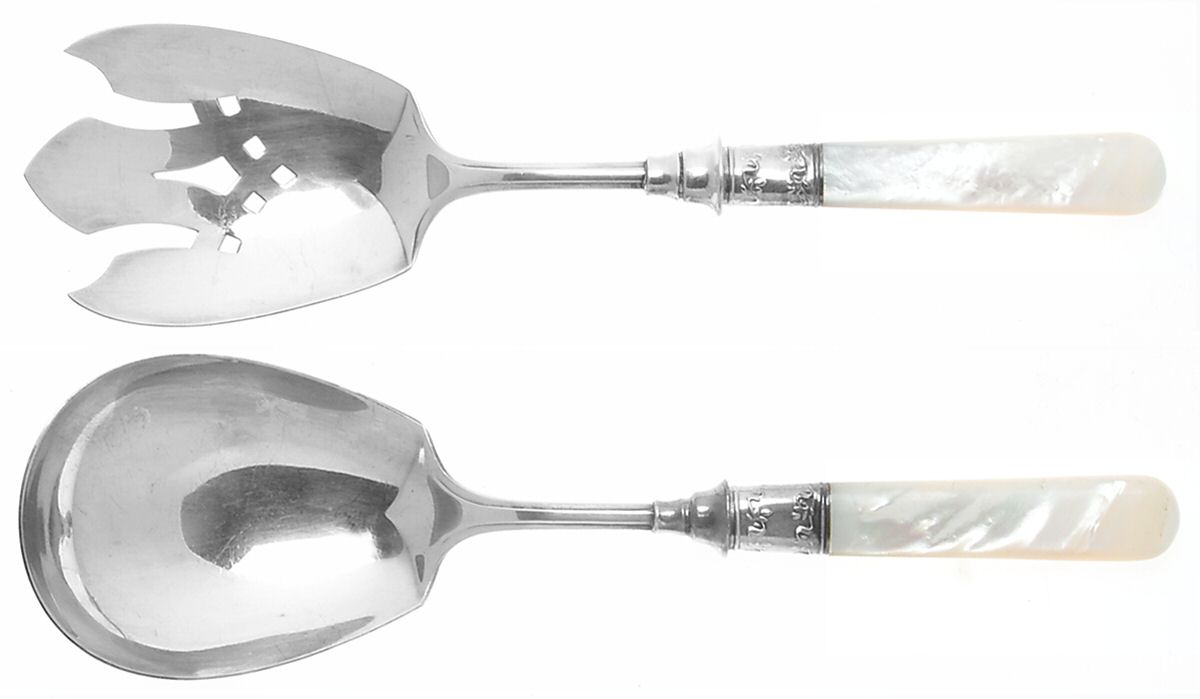 Pearl Handled Flatware (Sterling) Salad Set-2 Pc/Pearl Handle,Silverplate Implements by Universal-1