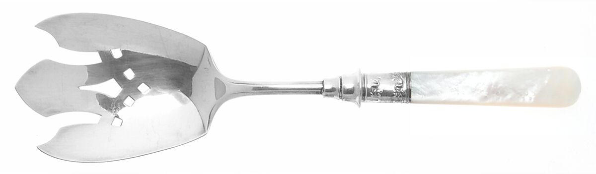 Pearl Handled Flatware (Sterling) Fork-Salad Serving/Pearl Handle,Silverplated Prong by Universal-1