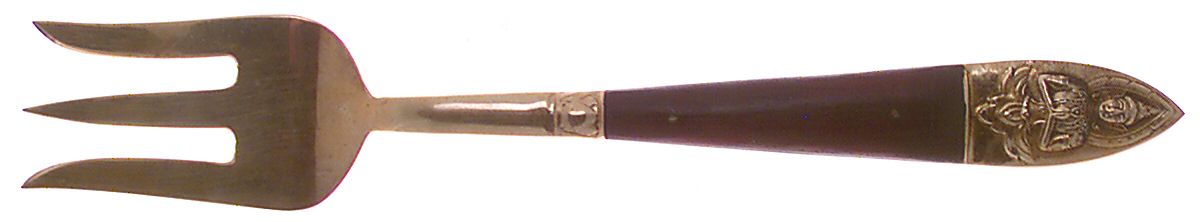 Siam-Brown (Brass) Solid Serving Fork by Unknown Mfg Silver-1