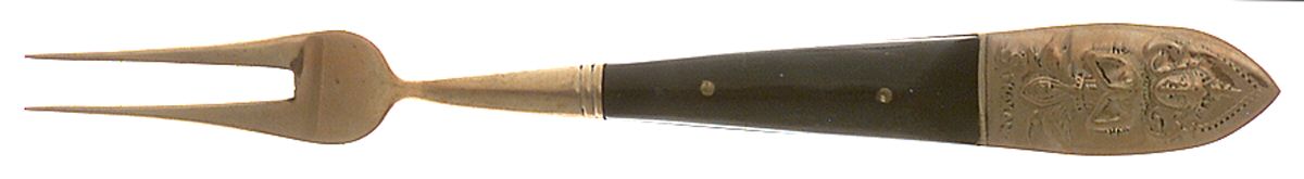 Thailand (Brass) Individual Solid Fruit Fork by Unknown Mfg Silver-1