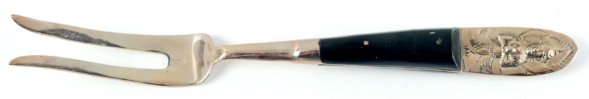 Thailand Small Steak Carving Fork with Stainless Prongs by Unknown Mfg Silver-1