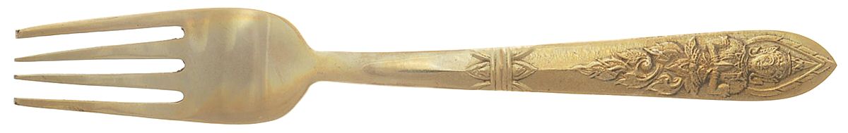 Siam-Brass-Full Figure Buddha Dessert Fork by Unknown Mfg Silver-1