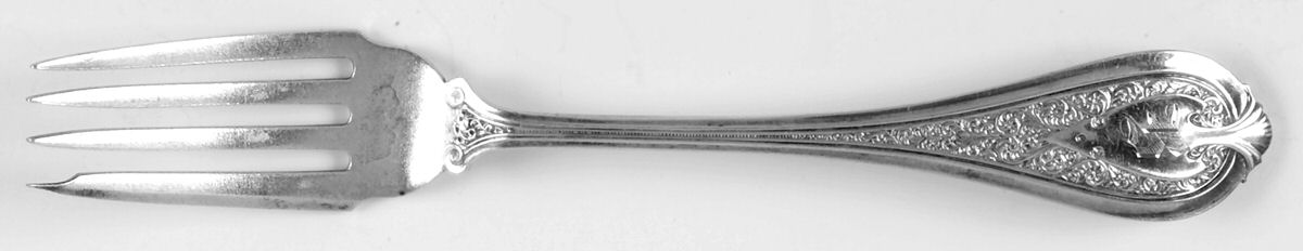 Florentine (Sterling, 1870, no monogram) Individual Salad Fork by John R Wendt-1