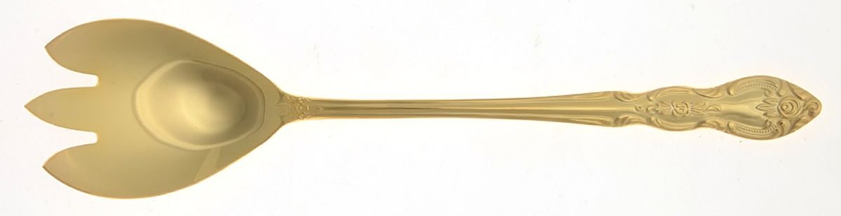 Serena (Gold Electroplate) Solid Salad Serving Fork by Unknown Mfg Silver-1