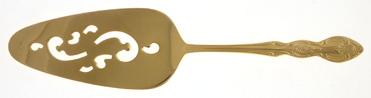 Serena (Gold Electroplate) Solid Pierced Pie Server by Unknown Mfg Silver-1