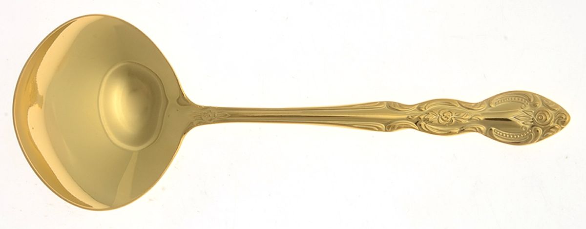 Serena (Gold Electroplate) Solid Gravy Ladle by Unknown Mfg Silver-1