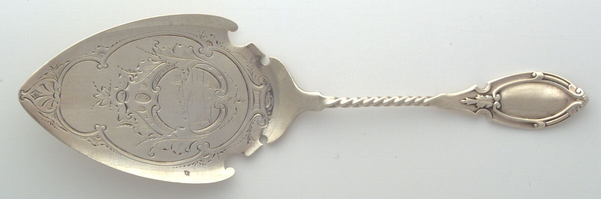 CSV3 (Coin) Large Solid Pie Knife by Misc Coin Silver Mfg-1