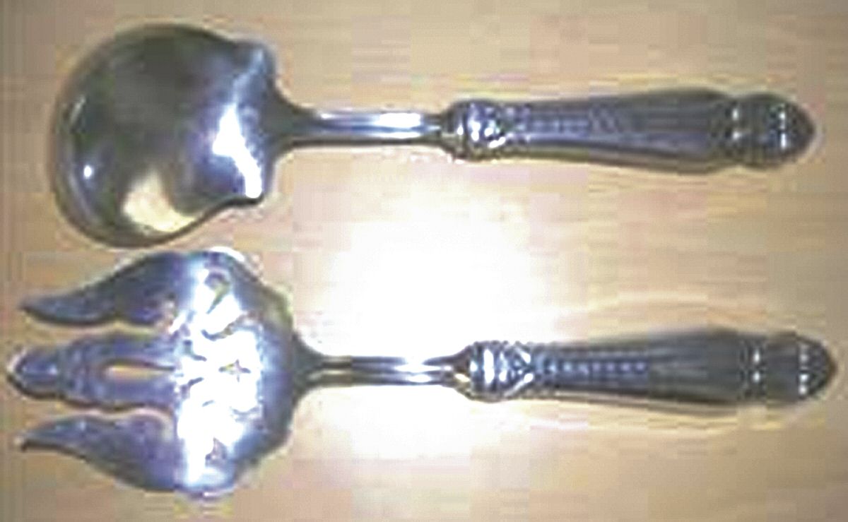 UNF858 (Sterling) 2-Piece Salad Set with Silverplate Bowl by Unknown Mfg Silver-1