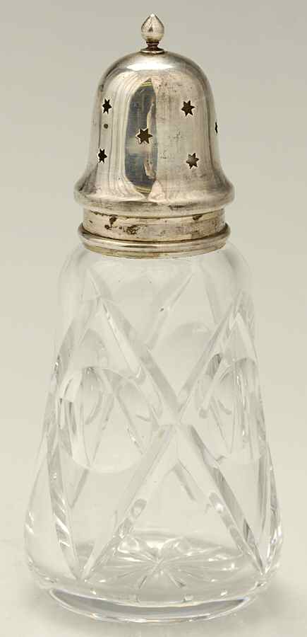 England Sterling Hollowware Crystal Sugar Shaker with Sterling Lid by Unknown Manufacturer-1