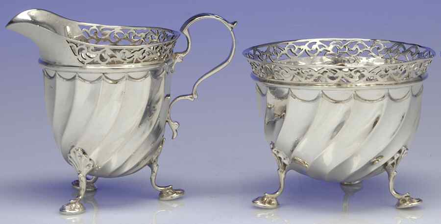 England Sterling Hollowware Mini Sterling Creamer and Open Sugar by Unknown Manufacturer-1