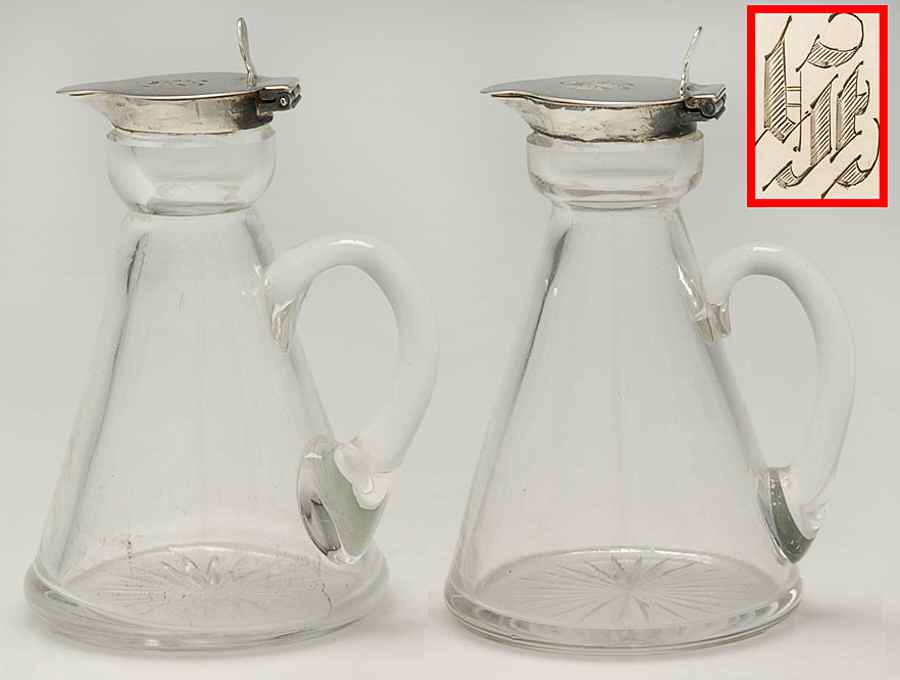 England Sterling Hollowware Individual Crystal Syrup & Slvr Hinge Lid - Set of 2 by Unknown Manufacturer-1