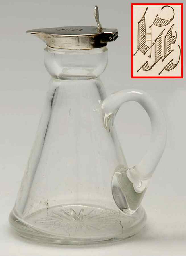 England Sterling Hollowware Individual Crystal Syrup & Sterling Hinged Lid by Unknown Manufacturer-1