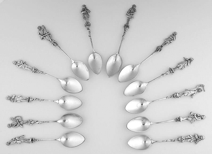 England Sterling Flatware Demitasse Spoon (2 Sets of 6 Motifs) by Unknown Mfg Silver-1