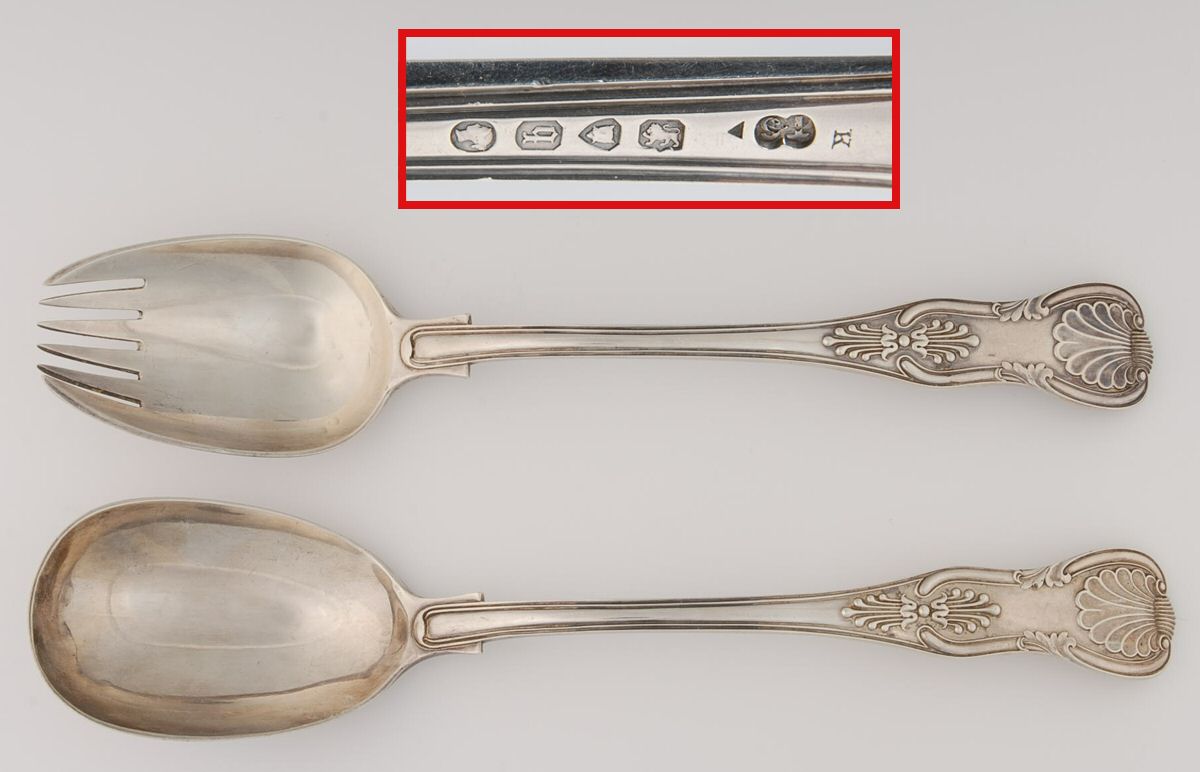England Sterling Flatware (2 Pc) Solid Salad Set by Unknown Mfg Silver-1
