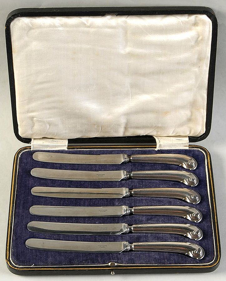 England Sterling Flatware (Set of 6) Stainless Blade Fruit Knives in a Box by Unknown Mfg Silver-1