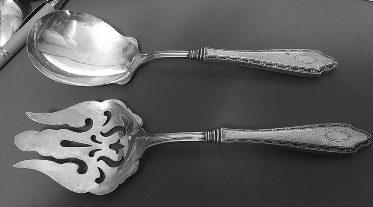 OHS509 (Sterling) 2-Piece Salad Set with Silverplate Bowl by Oneida Silver-1