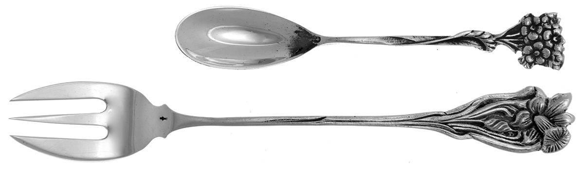 Netherlands Sterling Flatware (24pc) Cocktail Spoon & Fork Set by Unknown Mfg Silver-2