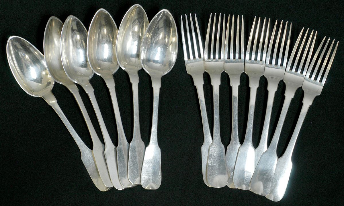 Germany Sterling Flatware 13 Piece Flatware Set (Serving & Place Pieces) by Unknown Mfg Silver-1