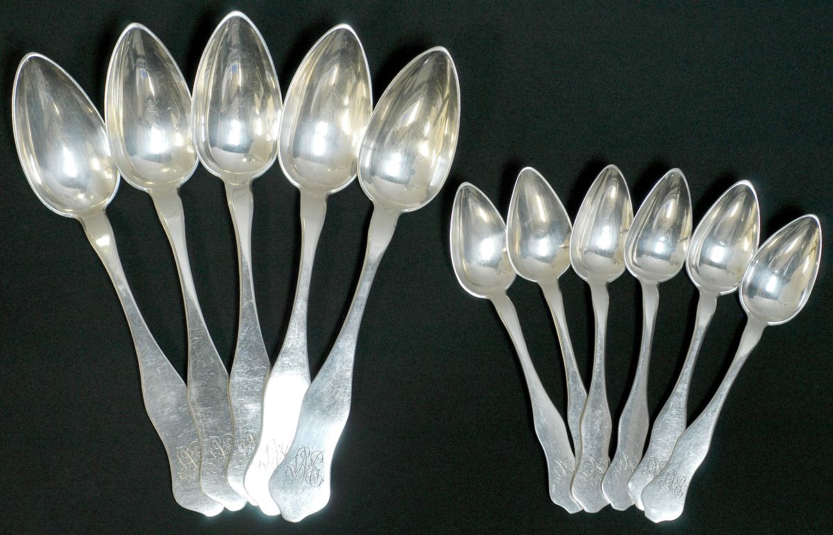 Germany Sterling Flatware 11 Piece Flatware Set (Serving & Place Pieces) by Unknown Mfg Silver-1