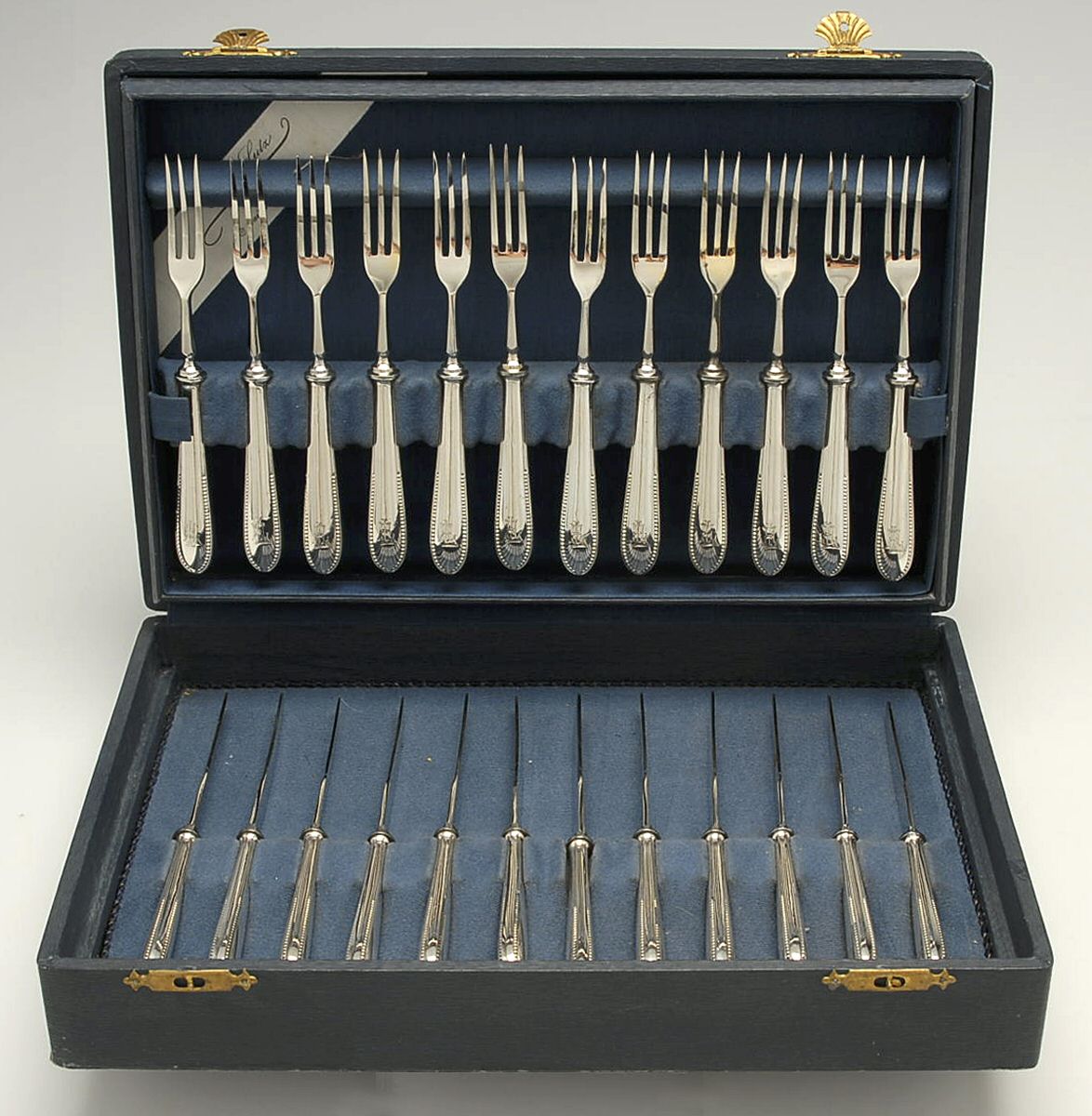 Germany Sterling Flatware 24pc Fruit Set w/Case (W/Hollow Hdl & Monograms) by Unknown Mfg Silver-1