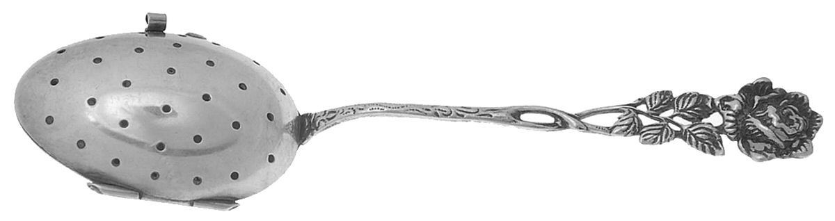 Germany Sterling Flatware Tea Strainer with Handle-Hinged Bowl by Unknown Mfg Silver-1